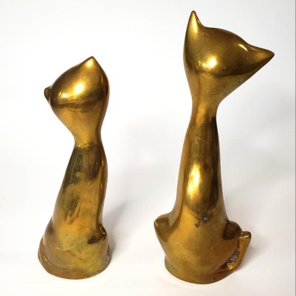 Vintage MCM Solid Brass Cats Korea Mid Century Decor - Picture 3 of 6